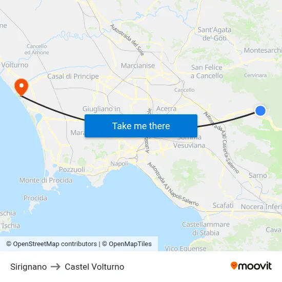 Sirignano to Castel Volturno map