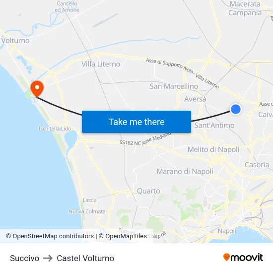 Succivo to Castel Volturno map