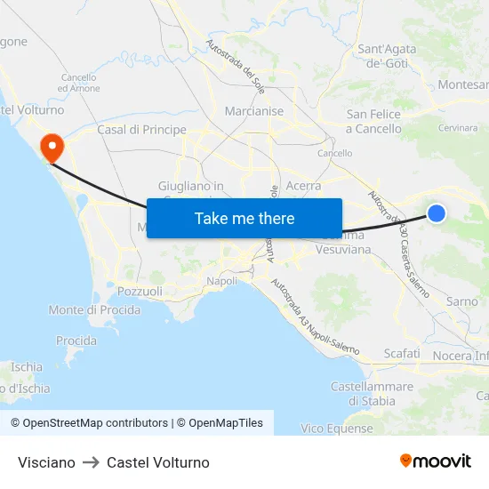 Visciano to Castel Volturno map