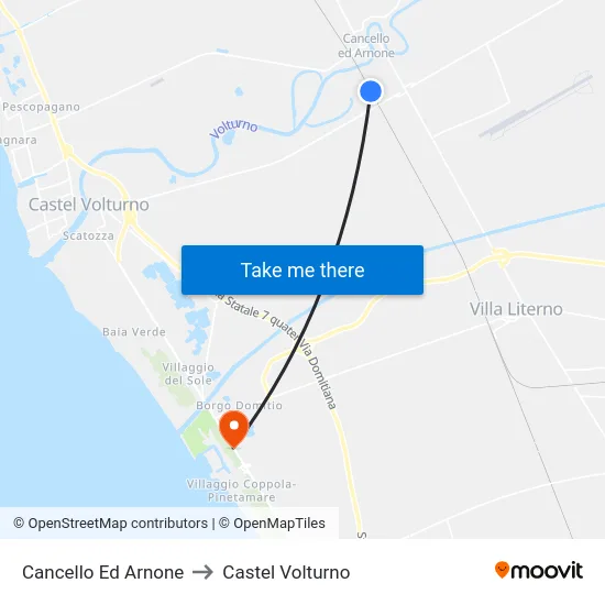 Cancello Ed Arnone to Castel Volturno map