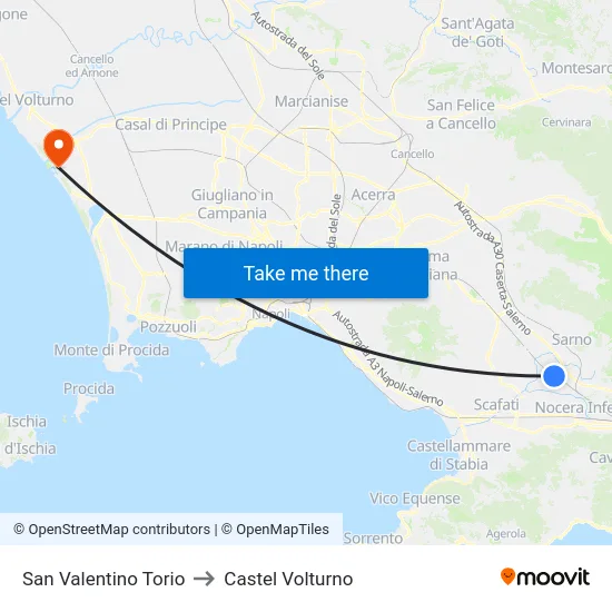 San Valentino Torio to Castel Volturno map