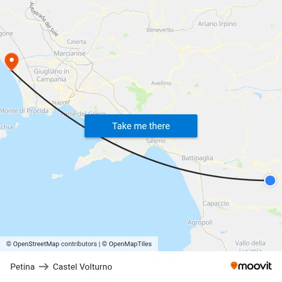 Petina to Castel Volturno map