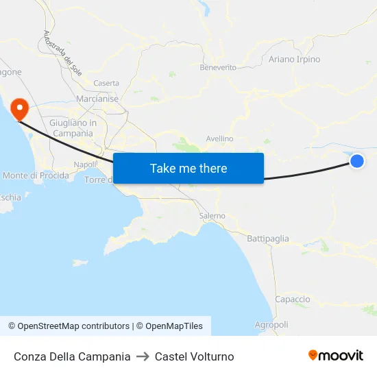 Conza Della Campania to Castel Volturno map