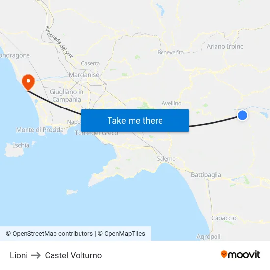 Lioni to Castel Volturno map