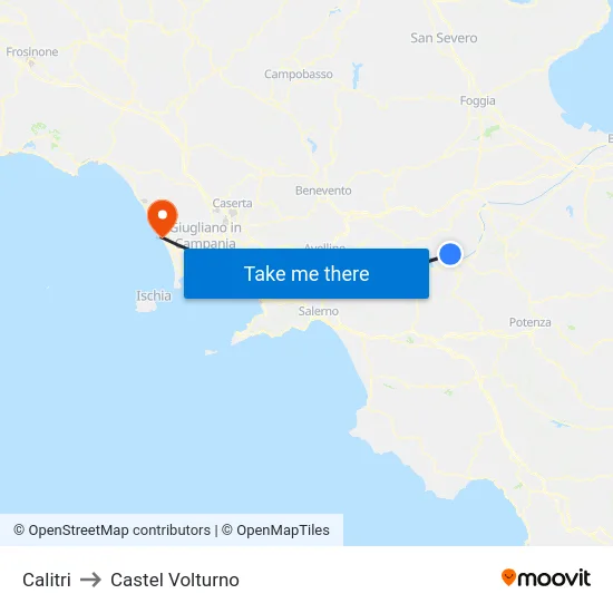 Calitri to Castel Volturno map