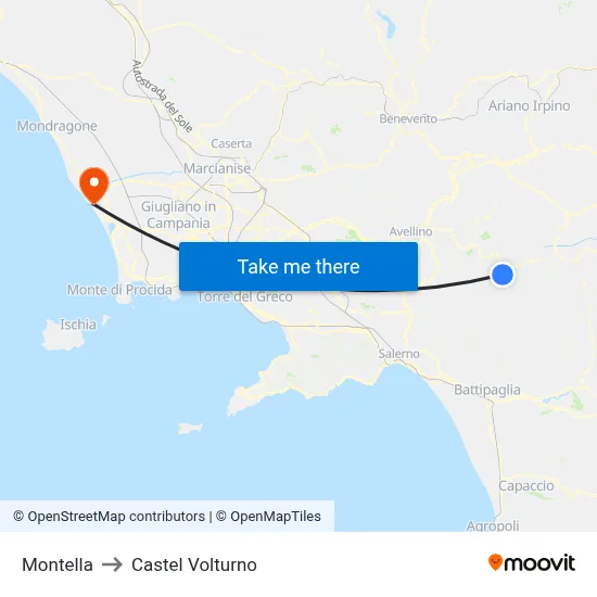Montella to Castel Volturno map