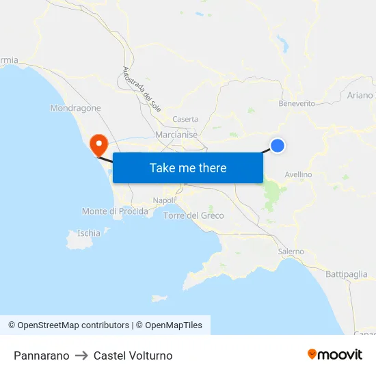 Pannarano to Castel Volturno map