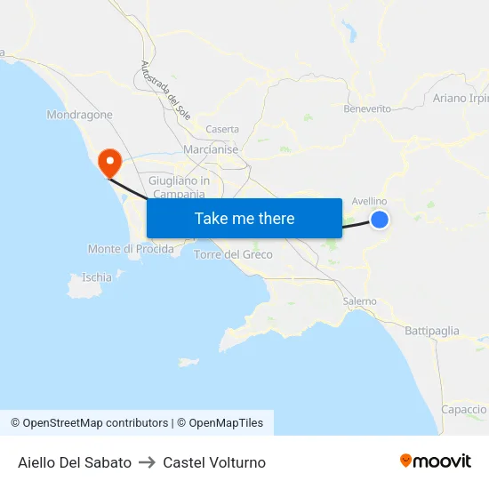 Aiello Del Sabato to Castel Volturno map