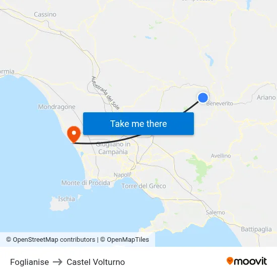 Foglianise to Castel Volturno map