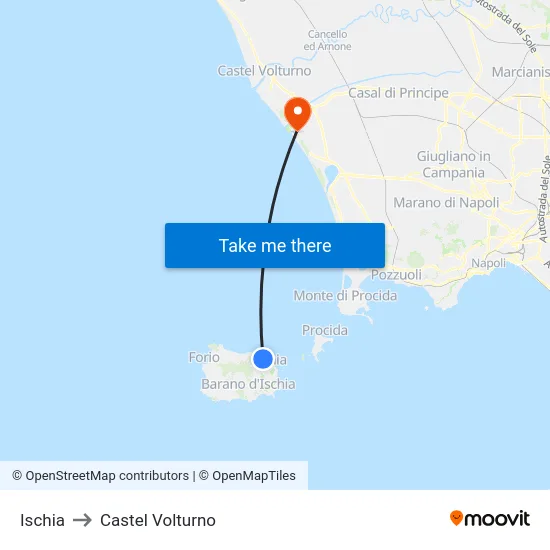 Ischia to Castel Volturno map