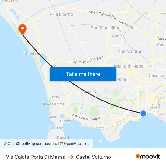 Via Calata Porta Di Massa to Castel Volturno map