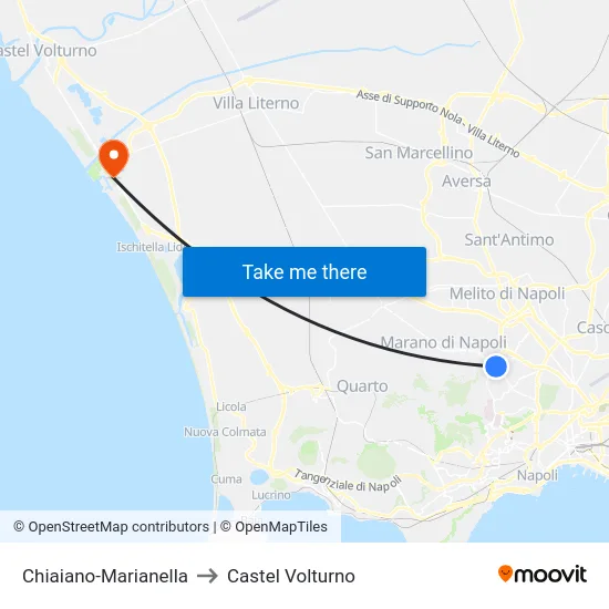 Chiaiano-Marianella to Castel Volturno map