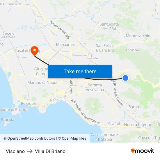 Visciano to Villa Di Briano map