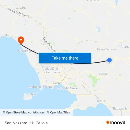 San Nazzaro to Cellole map