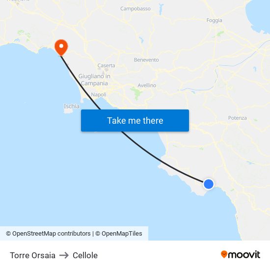 Torre Orsaia to Cellole map
