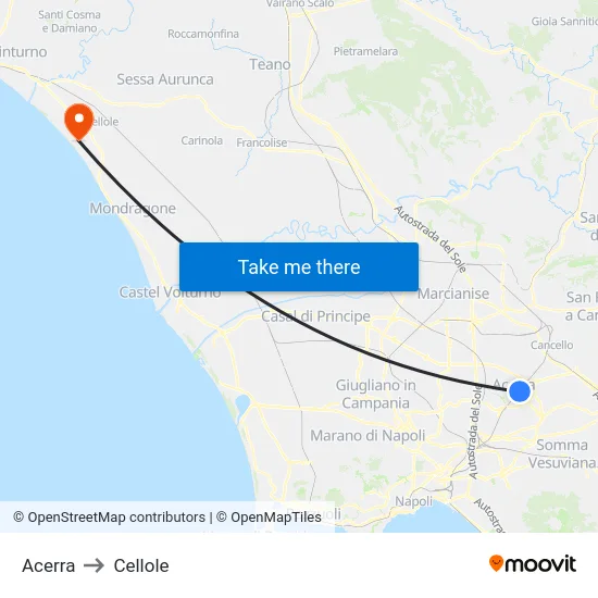 Acerra to Cellole map