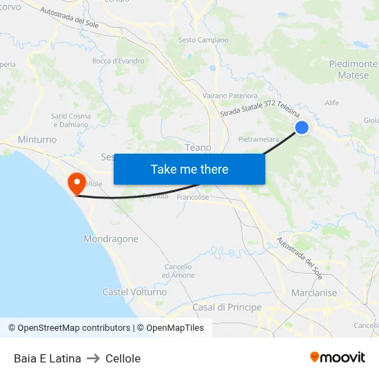Bay and Latin to Cellole map