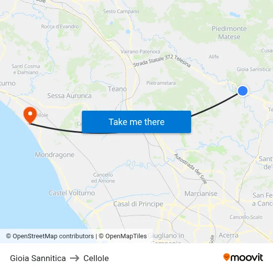 Gioia Sannitica to Cellole map
