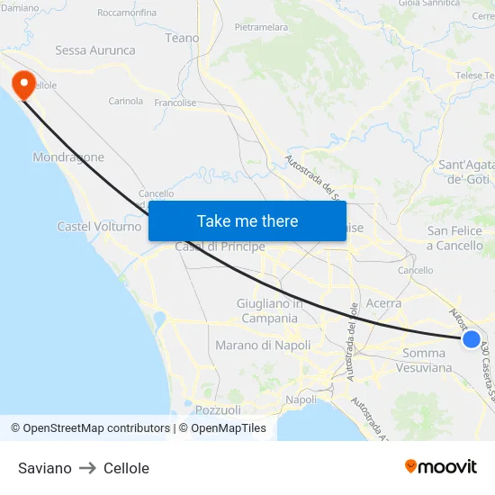 Saviano to Cellole map
