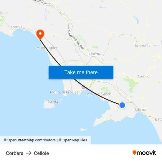 Corbara to Cellole map