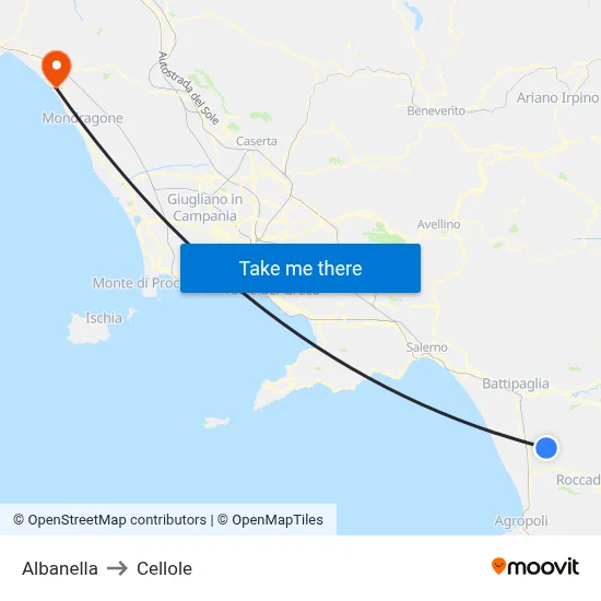 Albanella to Cellole map