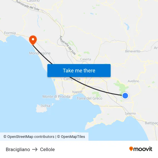 Bracigliano to Cellole map