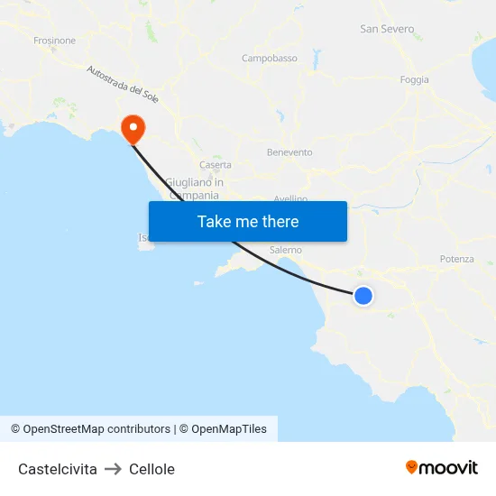 Castelcivita to Cellole map