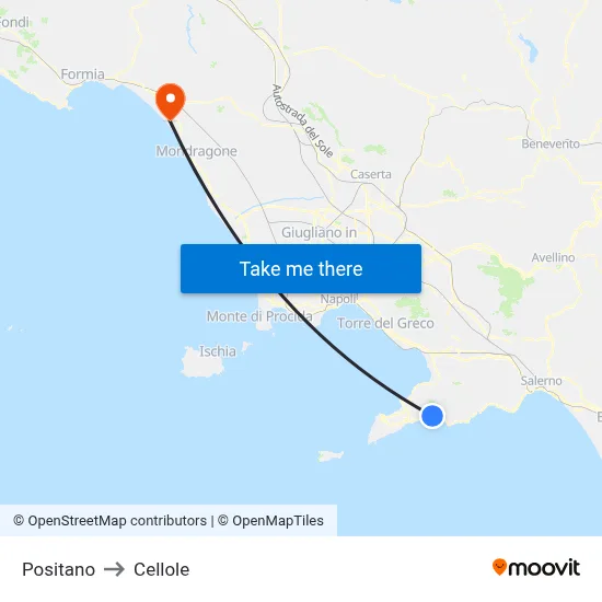 Positano to Cellole map