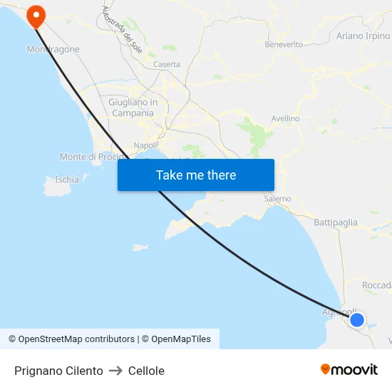 Prignano Cilento to Cellole map