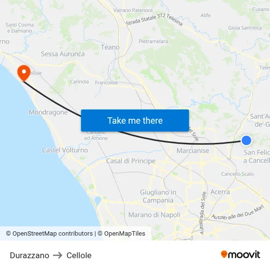 Durazzano to Cellole map