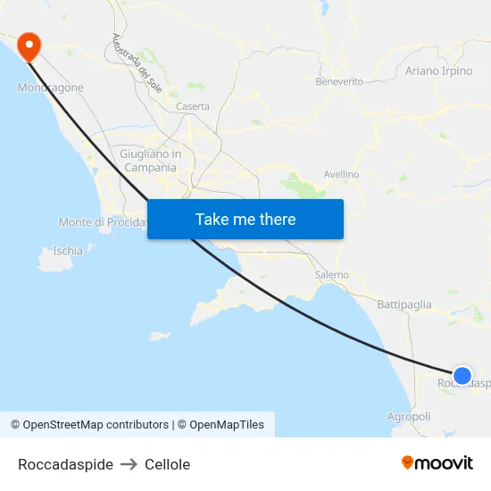Roccadaspide to Cellole map