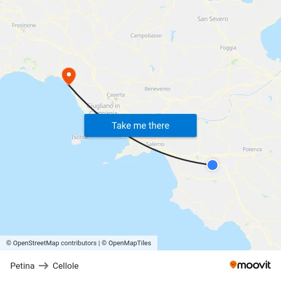 Petina to Cellole map