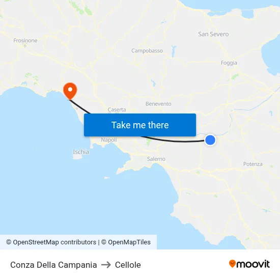 Conza Della Campania to Cellole map
