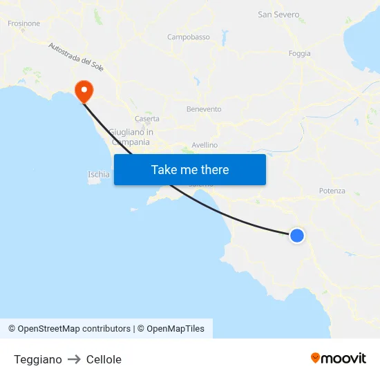 Teggiano to Cellole map