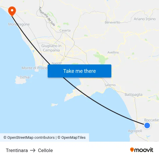 Trentinara to Cellole map
