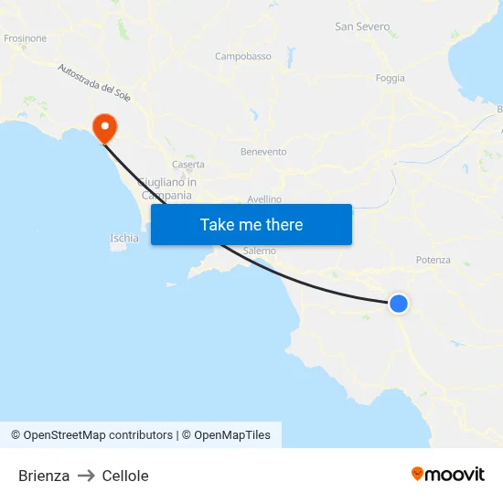 Brienza to Cellole map