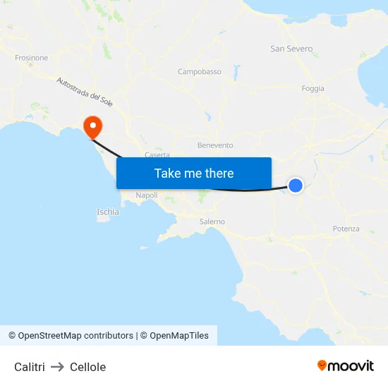 Calitri to Cellole map