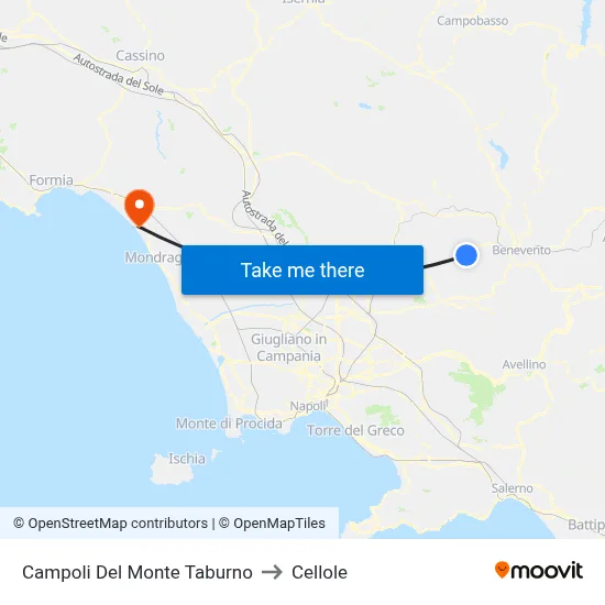 Campoli Del Monte Taburno to Cellole map