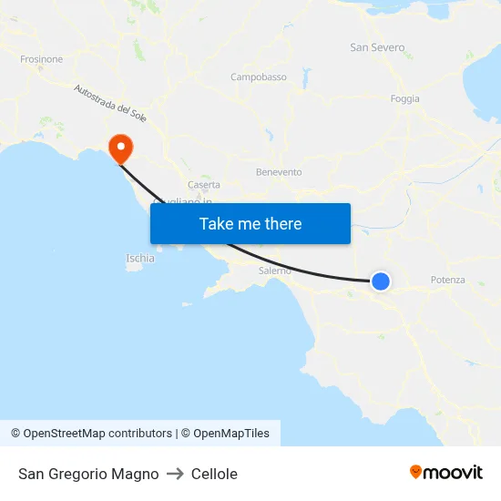 San Gregorio Magno to Cellole map