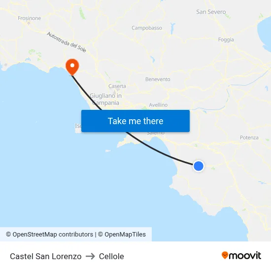 Castel San Lorenzo to Cellole map