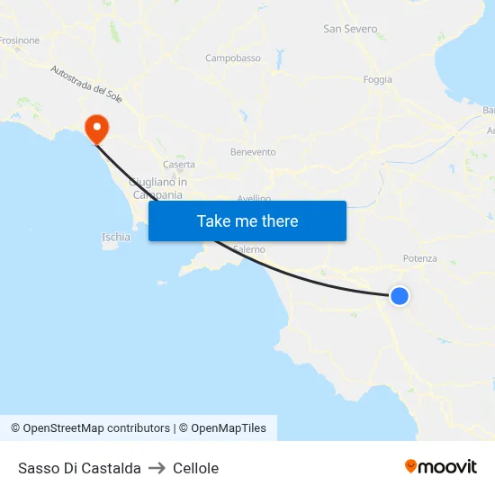 Sasso Di Castalda to Cellole map