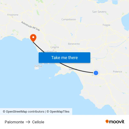 Palomonte to Cellole map