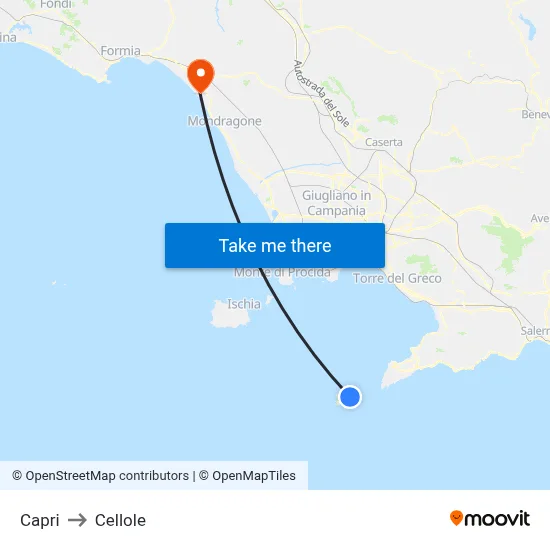 Capri to Cellole map