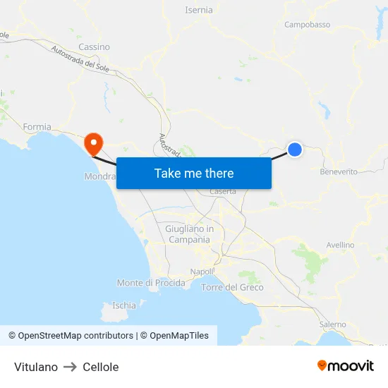 Vitulano to Cellole map