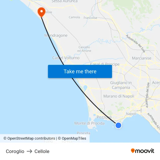 Coroglio to Cellole map