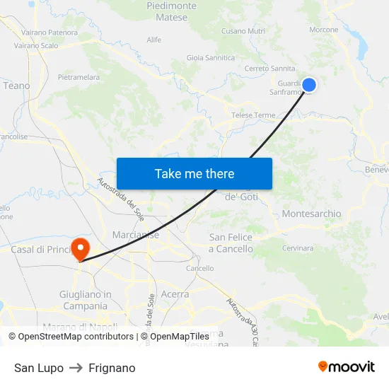 San Lupo to Frignano map