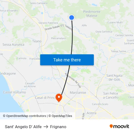 Sant' Angelo D' Alife to Frignano map