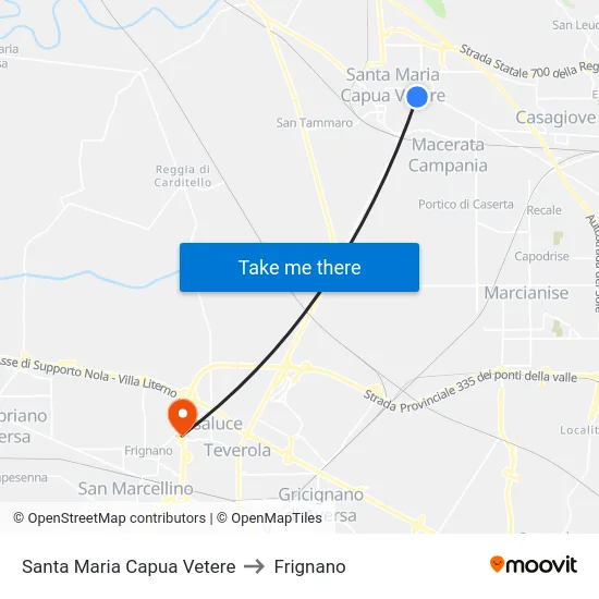 Santa Maria Capua Vetere to Frignano map