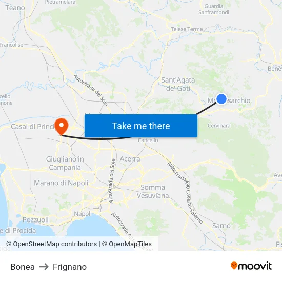 Bonea to Frignano map