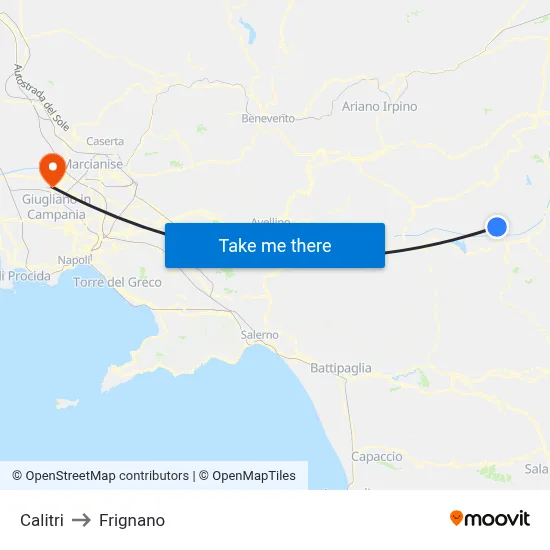 Calitri to Frignano map